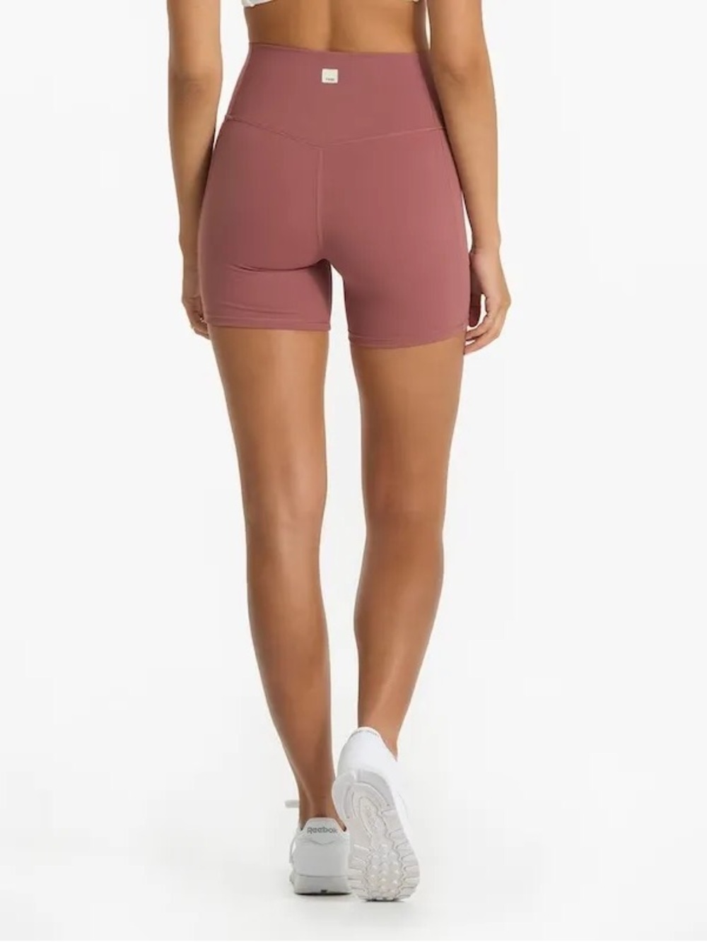 Vuori High-Rise Ribbed Bike Shorts - Mauve
